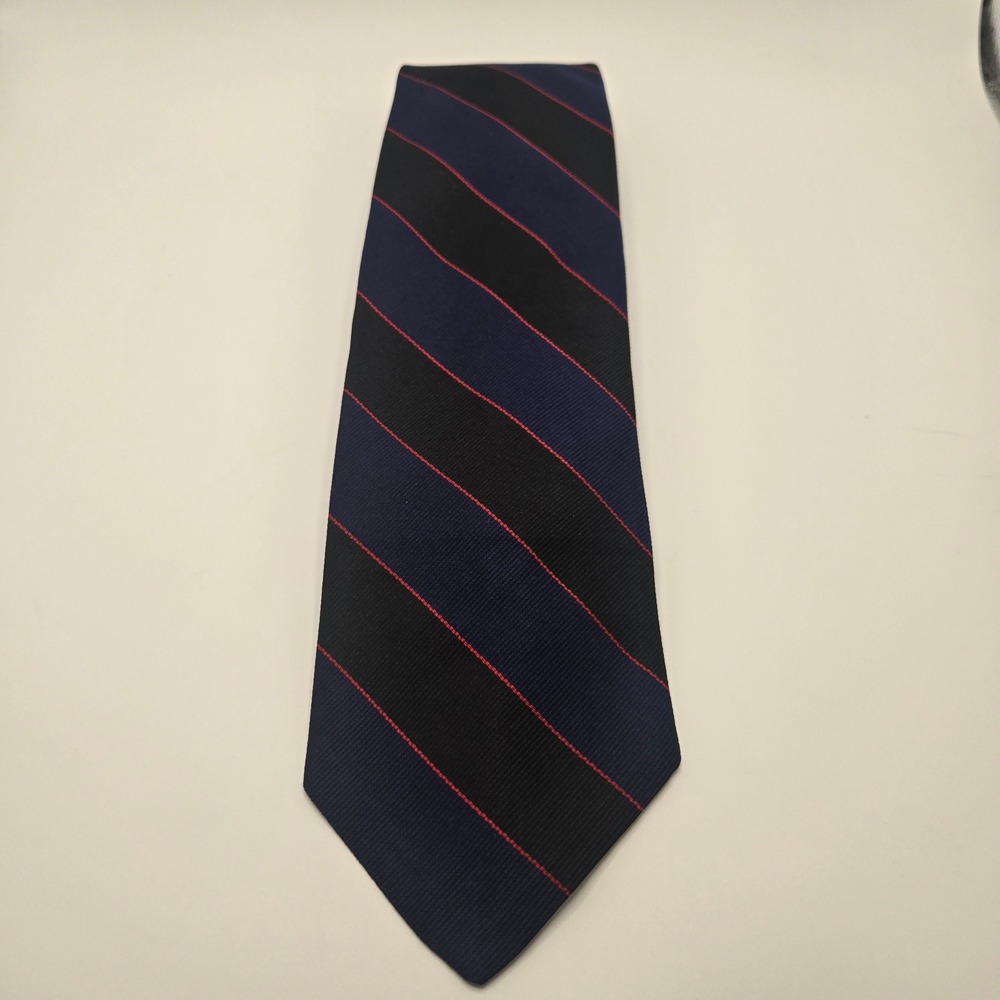 Brooks Brothers Makers 100% Silk Tie Navy Black Red Repp Stripe Made in USA (A1) - Picture 3 of 9